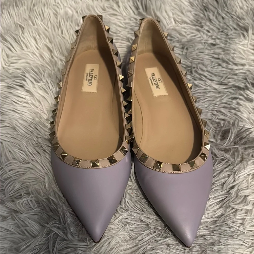 Valentino Lilac Studded Flats size 8 authentic - Picture 9 of 12